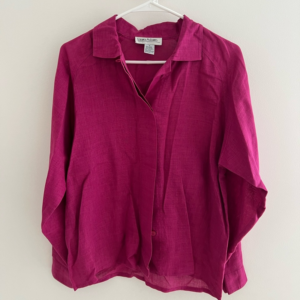 Women's Pink Linen Top by Laura Adams